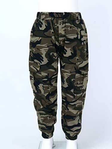 Winying Kids Boys Camouflage Green/Khaki Cargo Pants Cotton Overalls Sweatpants Sports Trousers Tracksuit Camouflage A 8-10 Years #TOP2