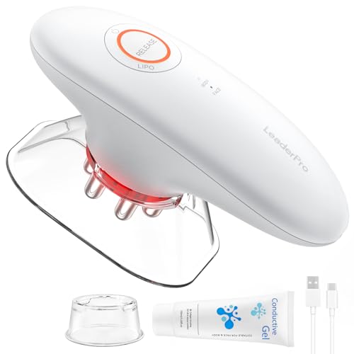 Schröpfmassagegerät mit EMS & Rotlicht, 2-in-1 Körper & Gesichtsmassage, Massagegerät für Straffere Haut, Massage durch Elektrische Stimulation,Anti Cellulite Massagegerät für Bauch,Weiß,mit 100ml Gel