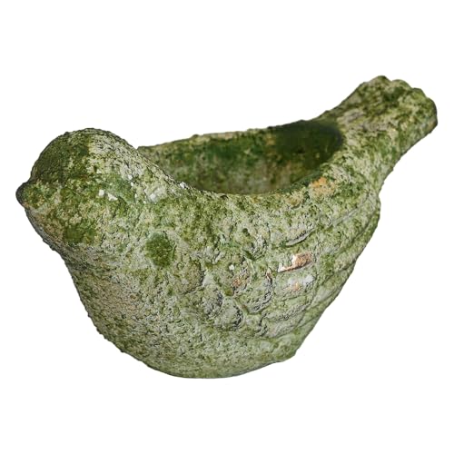 Vexiradine Vintage Cement Animal Planter Pots,Cement Succulent Planter,Indoor & Outdoor Garden Decor Rustic Shabby Flower Plants for Home,Patio,Balcony(Green Bird)