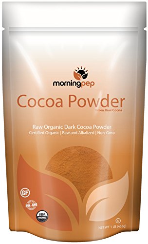 French COCOA POWDER 1 LB By Morning Pep Dark and Rich USDA certified ORGANIC by NFC, NATURAL , Unsweetened Raw NON GMO (16 OZ) Nice Resealable Stand Up Pouch Bag