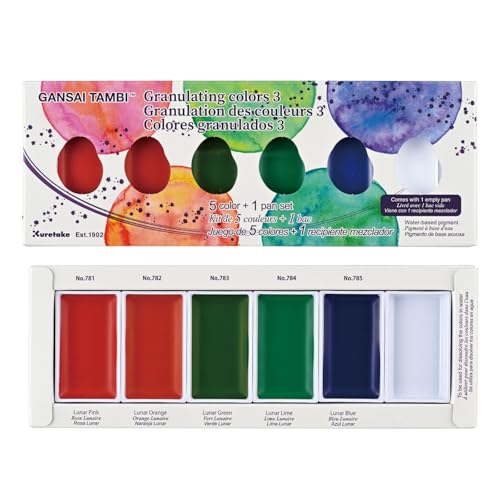 Kuretake Gansai Tambi GRANULATING Colors 3 5 Color Set Watercolor Paint set Ideal for Calligraphy Illustrations Brush Lettering Fineart and more Made in Japan