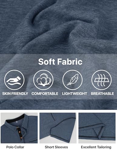 Image of Mens Polo Shirts Short Sleeve Casual Summer Lightweight Cotton Golf Polo Shirts with Pocket