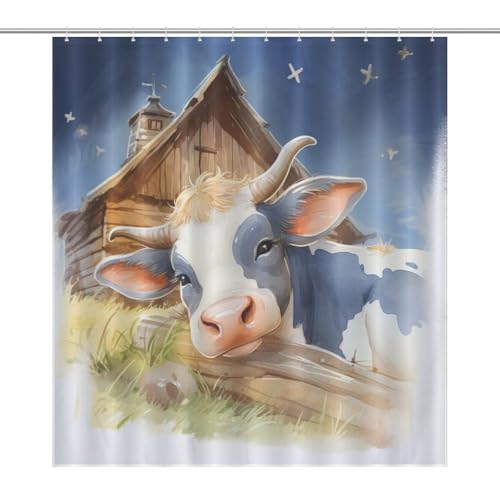 Rideau de douche vache en polyester imperméable 168x183 cm - 7