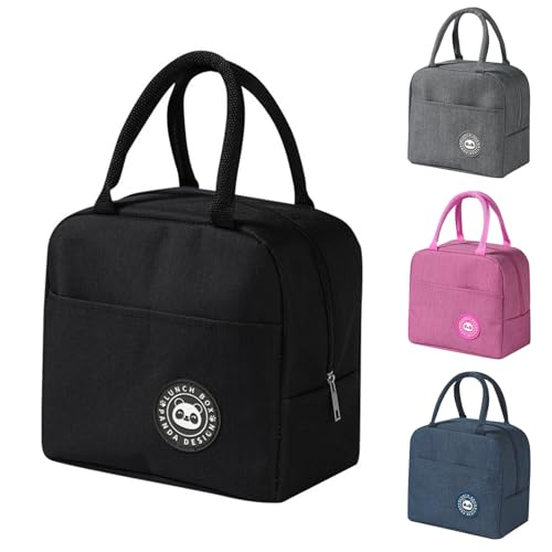 Ruccy Borsa Termica Porta Pranzo Piccola, 5L Borsa Frigo Pranzo Ufficio, Borsetta Termica Piccola Lunch Bag per Lavoro, Scuola,Viaggi, Campeggio, Picni (Nero)