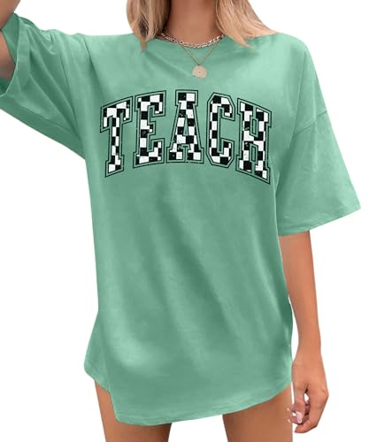 Teacher Shirts for Women Oversized ABCD Teacher Shirt Teach Tshirt Appreciation Gifts Tops