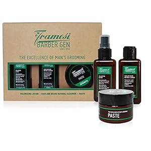 Framesi Barber Gen Beard Kit, Men’s Grooming (Hair & Beard Shampoo, Volumizing Beard Spray, Matte Beard Wax), Professional Grade, Barber Quality, Gift for Men