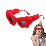 Occhiali da sole Fuzzy Cat-Eye, in peluche – Punk Soft Velvet Shades – Occhiali da sole da donna | Vintage retrò moda occhiali da discoteca per donna Y2K