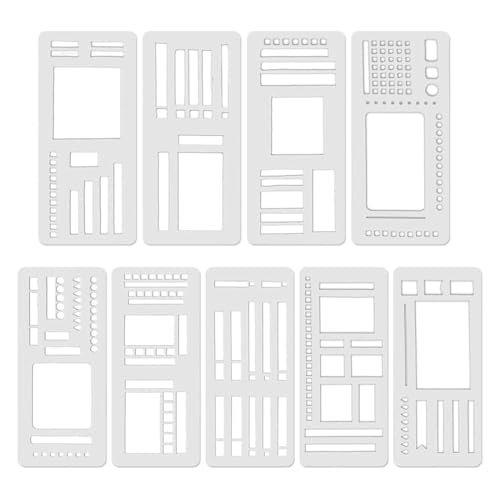 AVUELOI Plantillas de diario de balas, 9 piezas, flexibles, accesorios de diario, juego de plantillas con cuadrados, líneas, para planificador, scrapbooking, planificador diario