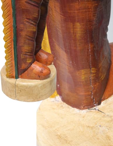 Estatua gigante de jefe indio tallada a mano de madera 59 in miniatura 5
