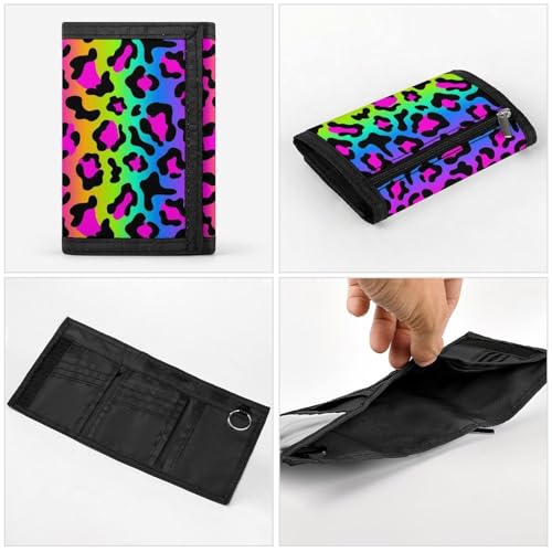 Rainbow Leopard Bright Print Wallet for Men, Small Men's Bifold Wallet, 8 Credit Card Holder Slim Minimalist Front Pocket4