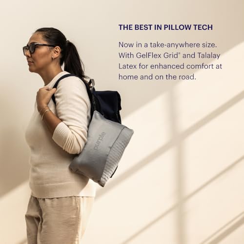 Image of Purple Harmony Anywhere Pillow - Travel /On-The-Go, Hex Grid & Talalay Latex Core - No Pressure Support, Stays Cool, Compact & Lightweight for Easy Travel