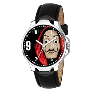 Gadgets World Analog Stylish Leather Strap Wrist Watch for Men and Boys, Pack of 1 – REGULAR-3K-SIL-BLK-L