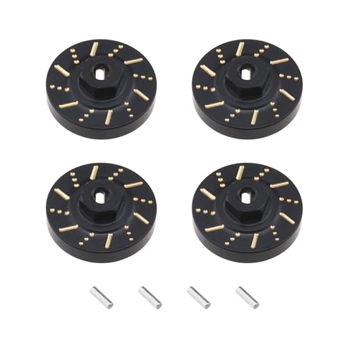eMagTech 4Pcs Black Wheel Weights Hex Adapter Brass 7 mm Heavy Duty Wheel Hub Spacers Compatible with Axial SCX24 AXI90081 AXI00001 AXI00002 AXI00005 1/24 RC Crawler Car