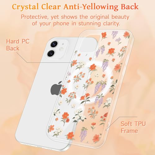 Protection iPhone 11 transparente Magsafe avec étui rigide à fleurs - 5