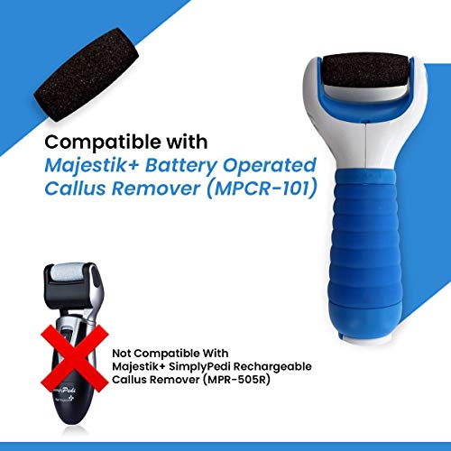 4 Extra Coarse Replacement Pedi Roller Foot File Callus Remover Replacement Heads Compatible Battery Operated (MPCR-101) Scholl Velvet Smooth Skin by Majestik+ - Image 3