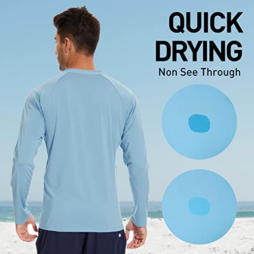 Arcweg Camiseta Deportivas Hombres Rash Guard con Filtro de Protección UPF 50＋Mangas Largas Alta Elasticidad Secado Rápido Surf Natación Verano Azul Claro XL - imagen 4