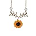 JOYID Sweet Sunflower Pearl Leaf Pendant Necklace Resin Daisy Flower Clavicular Chain Fashion Jewelry for Women (Gold Set)