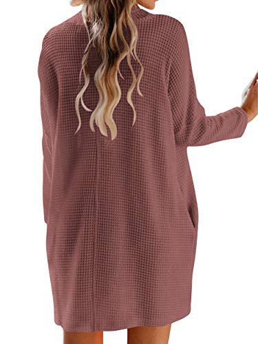 Woneta Women's Turtleneck Long Sleeve Sweater Dress Oversized Loose Knitted Sweater Dress with Pocket Pullover Tops W293-xiuhong-S Rust