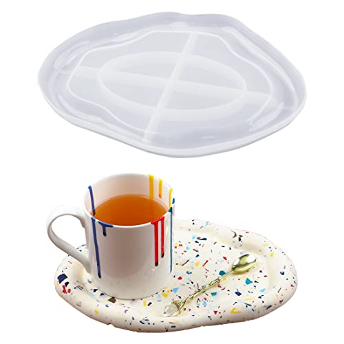 Voyyphixa Rond Moule Résine Coaster Moulle Silicone Résine Époxy Moulage Plateau Moule pour DIY Bijoux Boîte De Rangement Assiette De Fruits Bougeoir (Ovale Plateau Moule) Cover
