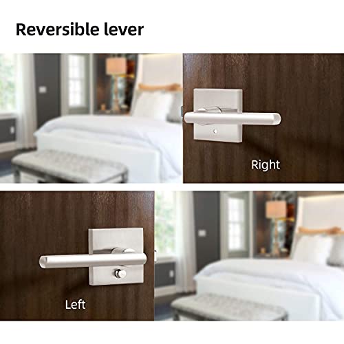 Ohuhu Keyed Door Knob Lever With Lock And Key, Wave Lever Entry Door Handle Knob Lock With Key Leverset Lockset Satin Nickel Door Lever, Door Knobs, Door Handle, Lever Door Handle #TOP6
