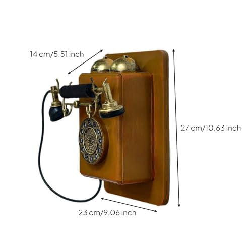 Teléfono antiguo de pared KiBcsLic pieza llamativa retro de madera 6