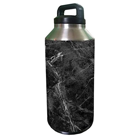 MightySkins Protective Vinyl Skin Decal for YETI Rambler Bottle 64 oz wrap cover sticker skins Black Marble Cover