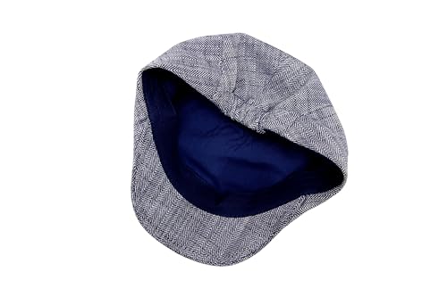 Yofarchoy Linen Flat Cap Herringbone Breathable Summer Hats For Men Newsboy Hats For Men Ivy Gatsby Hat Navy thumb #5