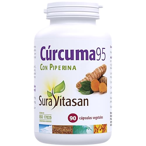 Sura Vitasan Cúrcuma 95-90 Cápsulas Vegetales - Extracto de Alta Potencia Estandarizado al 95% de Curcuminoides - Antiinflamatorio Natural, Antioxidante y Apoyo Hepático