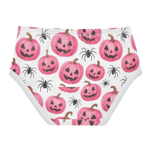 Joisal Funny Pink Pumpkins White Spider Little Girl Panties Toddler Underwear Floral Cotton Bright Kids Briefs Undies 2t2
