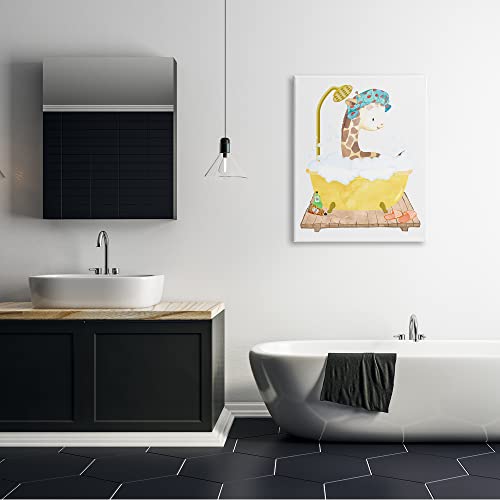 Image of 'Children's Giraffe Animal Bubble Bath Yellow'| Canvas Art | Stupell Industries | 30 x 40 Inches, Easy to Hang and Sturdy, Made in USA, by Erica Billups