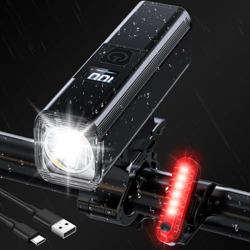 2026 New Bike Lights, Bike Headlight Front and Back, High Lumens Rechargeable Waterproof 6+4 Modes Bike Lights Sets, Super Bright Bike Torch