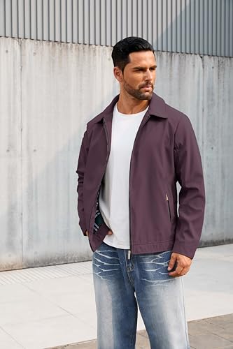 Image of QTE Lightweight Jackets for Men Casual Windbreaker Stylish Light Fall Spring Golf Work Dress Business Coat