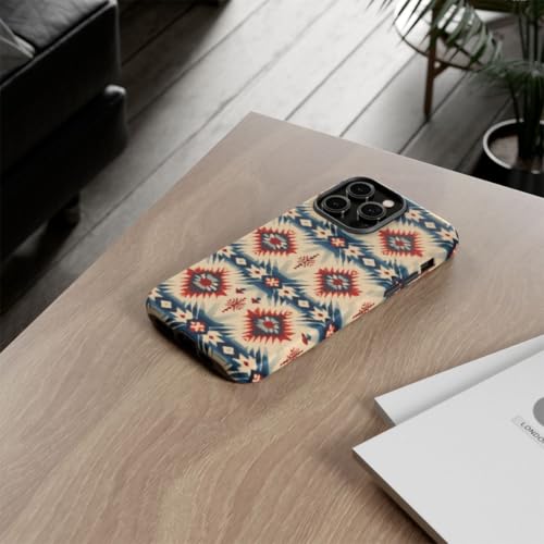 Coque iPhone 14 Pro Max géométrique bleu rouge coque rigide