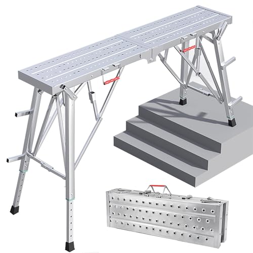 Ponteggi in acciaio da 150 cm, scala multiuso per ponteggi, piattaforma di lavoro regolabile in altezza - 454 kg, per decorazione interna ed esterna