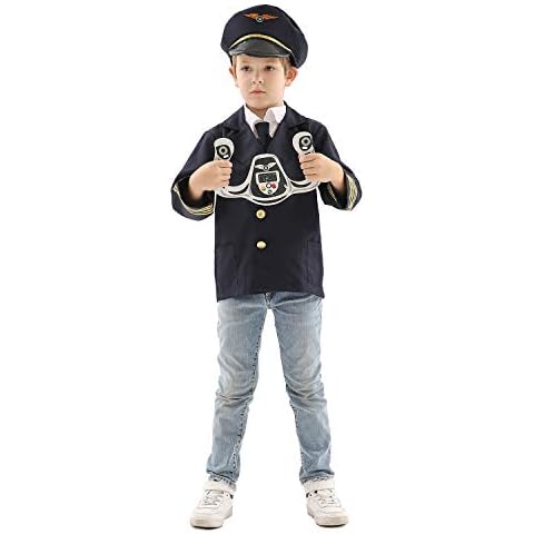 Forever Young Kids Children's Navy Pilot Captain Airline Cabin Crew Fancy Dress Costume (5-7 years) Cover