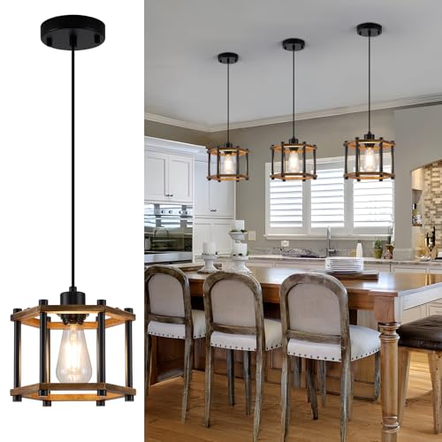 Dijiahua Rustic Farmhouse Pendant Lights Kitchen Island 3 Pack, 1-Light