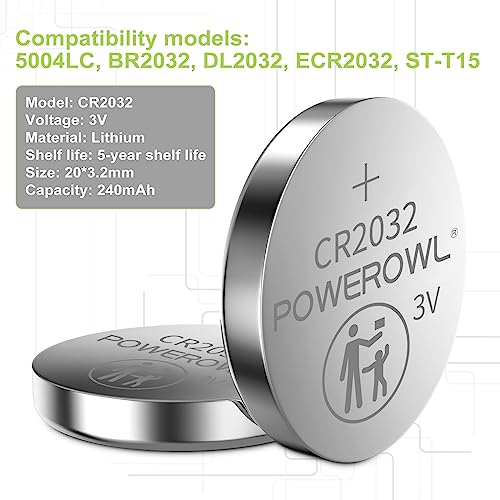 POWEROWL Pilas CR2032 Alta Capacidad 40-Pack 3V Litio miniatura 7