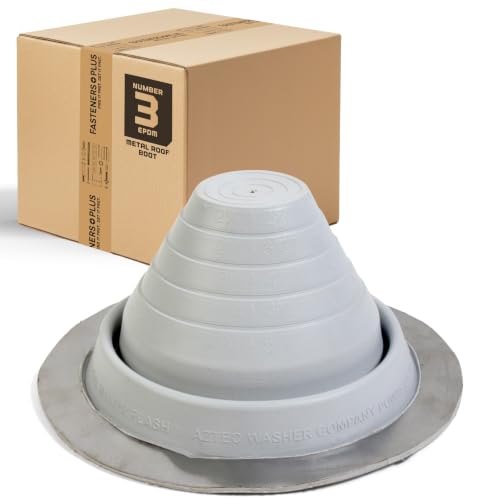 Image of Fasteners Plus #3 Round EPDM Metal Roof Pipe Flashing Boot (Fits 1 /4 inch - 5 inch Pipe OD), White