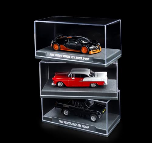 Image of Jada Majorette Collection - 1985 Toyota Hilux SR5 Pickup 1:64 Die-Cast Model Car with Rubber Tires & Display Case, for Collectors & Adults