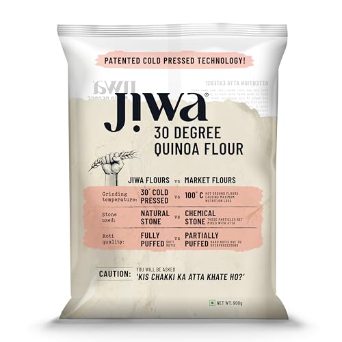 Image of JIWA healthy by nature Organic Quinoa Flour | Soft Fluffy Rotis | Protein Rich Chakki Ground Atta | Indian Origin | Certified Organic & Gluten Free | 100% Natural | 900 g