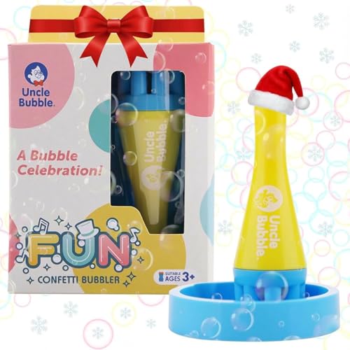 Image of Uncle Bubble Mini Bubble Blower - Non Toxic Plastic Confetti Bubbler, Fun Summer Toys for Kids, Girls and Boys, Blow Thousands of Mini Bubbles in One Breath