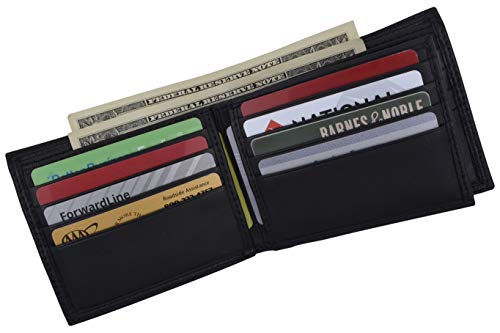 Men's RFID Blocking Premium Leather Bifold Multi-Card Compact Center Flip Wallet3