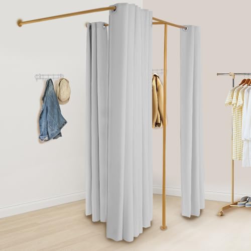 njxbrek Clothing Store Fitting Room, Portable Privacy Protection Dressing Room with Shade Curtains and Hangers for Photo Studio, Campground, Office 6.56 * 3.28 * 6.56 ft. (Light Grey)