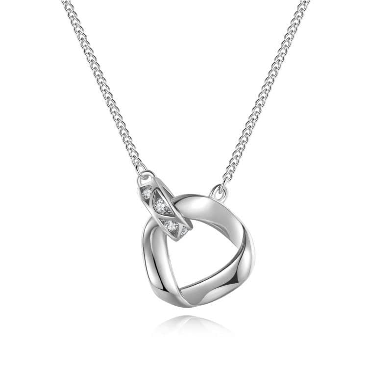 Collier double anneau femme argent S925 doré pendentif Mobius chic