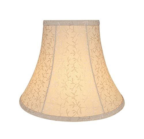 Image of Aspen Creative 30168 Transitional Bell Shape Spider Construction Lamp Shade in Beige with Vine Pattern, 12 inch wide (6 inch x 12 inch x 9-1 /2 inch)