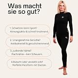 molti Zestaw termoaktywnych z długim rękawem damski | bawełna | bielizna termiczna koszulka termiczna spodnie narciarskie S-3XL, czarny, 3XL