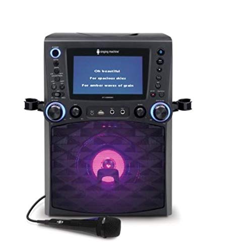 Singing Machine STVG885BK Bluetooth Karaoke System with 7  Color Monitor, music-syncing LED Lights, CD+G