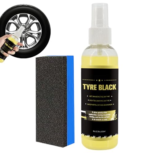 Tyinerc Scellant pour pneus - 100 ml - Revêtement UV longue durée - Polissage noir inclus - Pour le nettoyage, l'entretien et le travail de détail des voitures, camions, SUV et jantes dans le garage