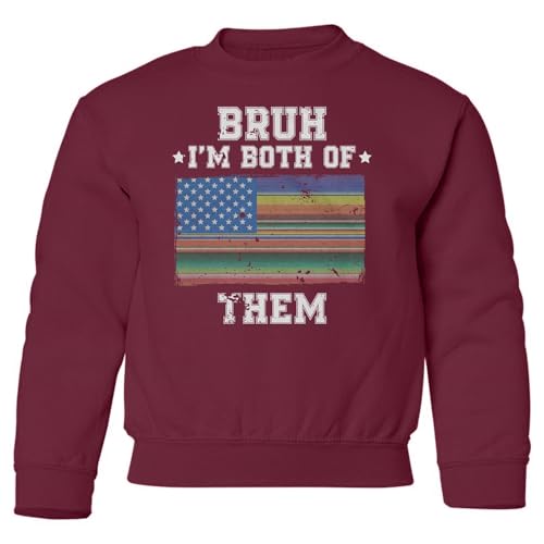 Bruh Im Both Of Them - Mexican American Serape Youth Crewneck Sweatshirt