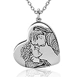 Personalised Love Heart photo Necklace for Women Customised Engraved Tag Pendant Necklace Picture...